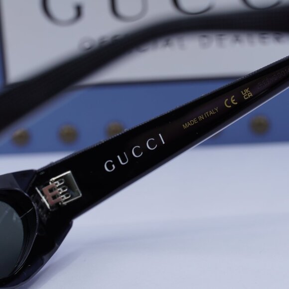 Gucci GG1779S 010 Cat Eye Sunglasses - Black with Metal Stud Detail\\Grey main image 6